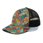 Vintage Mandala Bohemian Pattern Print Black Mesh Trucker Cap
