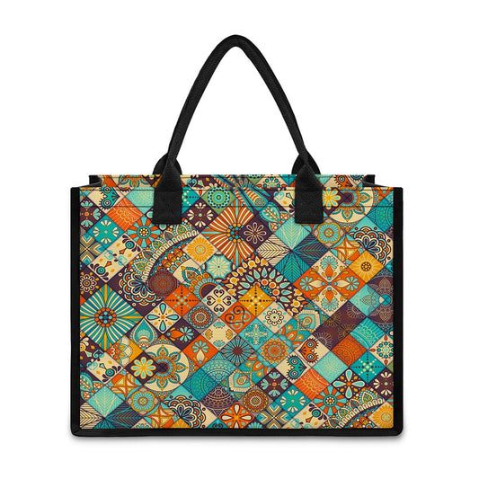 Vintage Mandala Bohemian Pattern Print Canvas Tote Bag