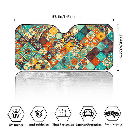 Vintage Mandala Bohemian Pattern Print Car Windshield Sun Shade