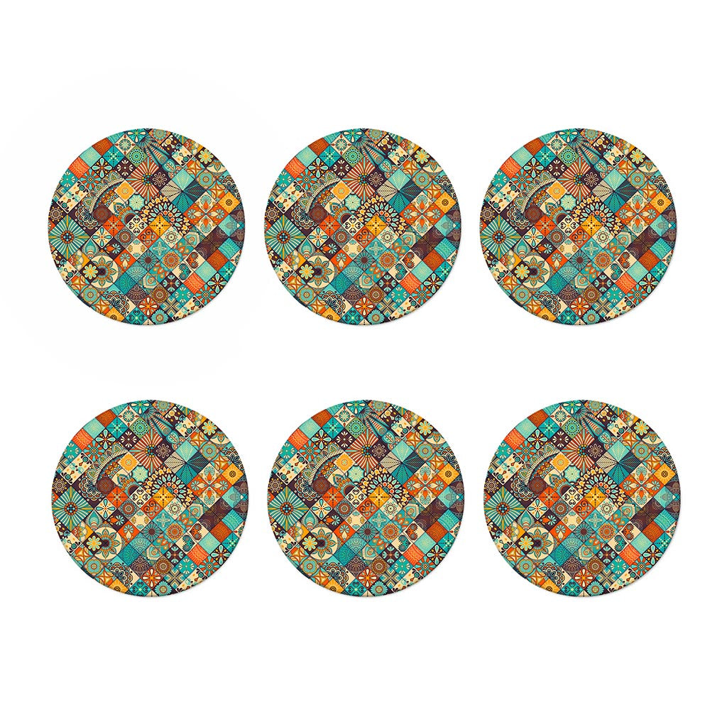 Vintage Mandala Bohemian Pattern Print Coaster Set