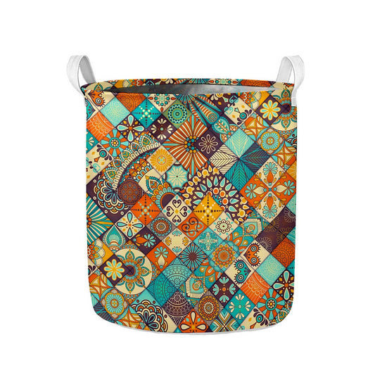 Vintage Mandala Bohemian Pattern Print Collapsible Laundry Basket