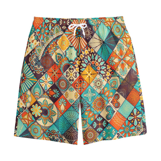 Vintage Mandala Bohemian Pattern Print Cotton Shorts