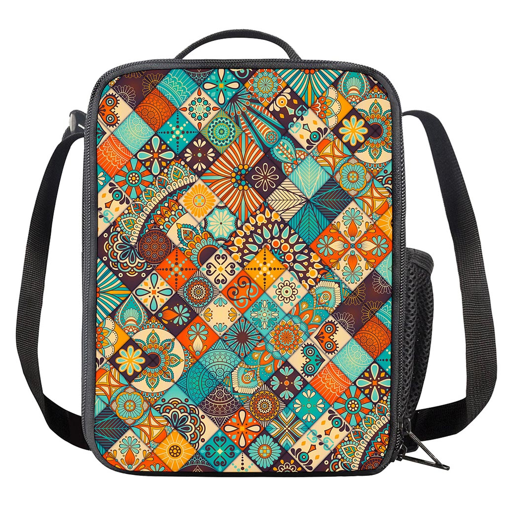 Vintage Mandala Bohemian Pattern Print Crossbody Lunch Bag