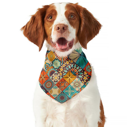 Vintage Mandala Bohemian Pattern Print Dog Bandana