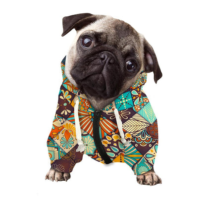 Vintage Mandala Bohemian Pattern Print Dog Zip Up Hoodie