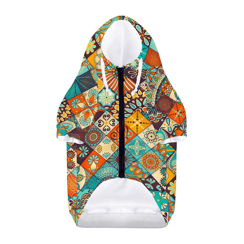 Vintage Mandala Bohemian Pattern Print Dog Zip Up Hoodie