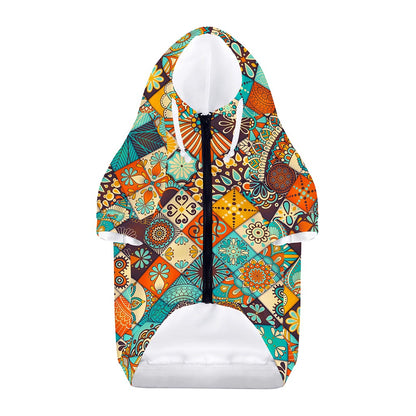 Vintage Mandala Bohemian Pattern Print Dog Zip Up Hoodie