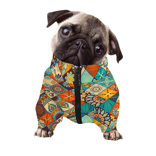 Vintage Mandala Bohemian Pattern Print Dog Zip Up Jacket