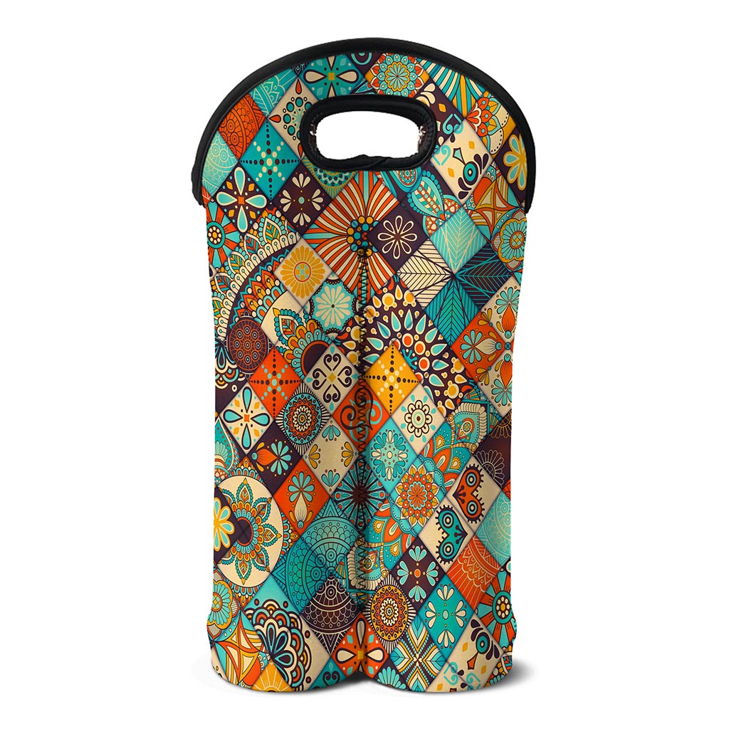 Vintage Mandala Bohemian Pattern Print Double Neoprene Wine Tote