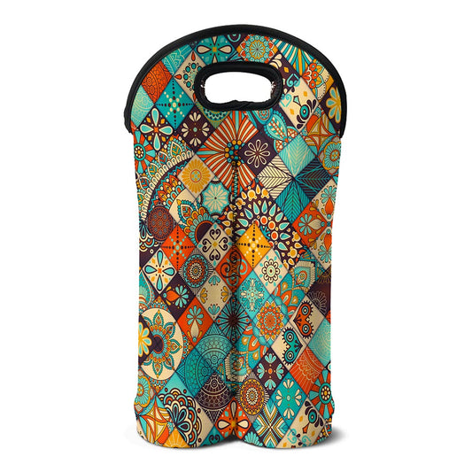 Vintage Mandala Bohemian Pattern Print Double Neoprene Wine Tote