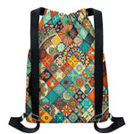Vintage Mandala Bohemian Pattern Print Drawstring Backpack