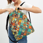 Vintage Mandala Bohemian Pattern Print Drawstring Backpack
