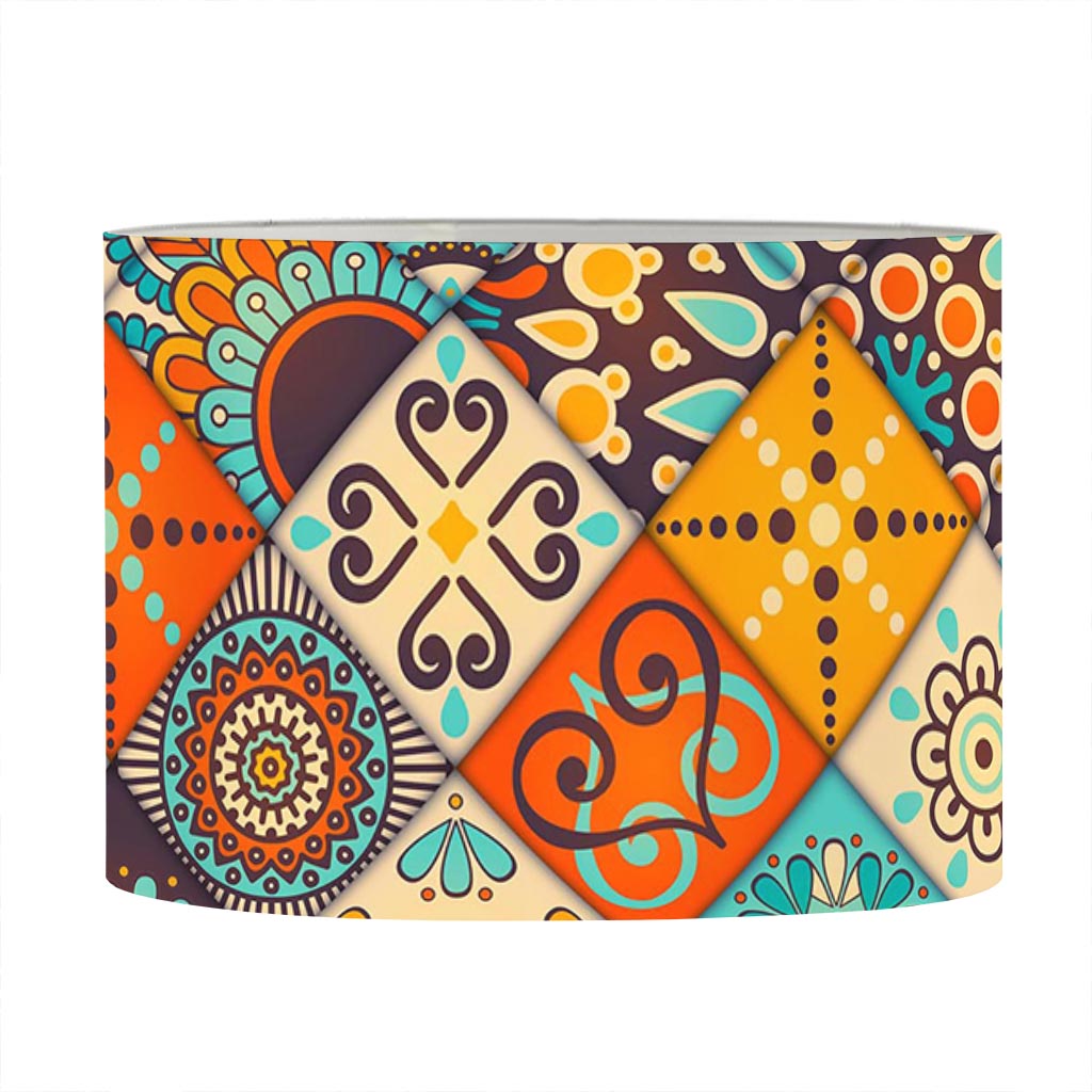 Vintage Mandala Bohemian Pattern Print Drum Lamp Shade