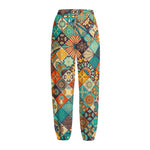 Vintage Mandala Bohemian Pattern Print Fleece Lined Knit Pants