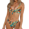 Vintage Mandala Bohemian Pattern Print Front Bow Tie Bikini