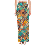 Vintage Mandala Bohemian Pattern Print High Slit Maxi Skirt