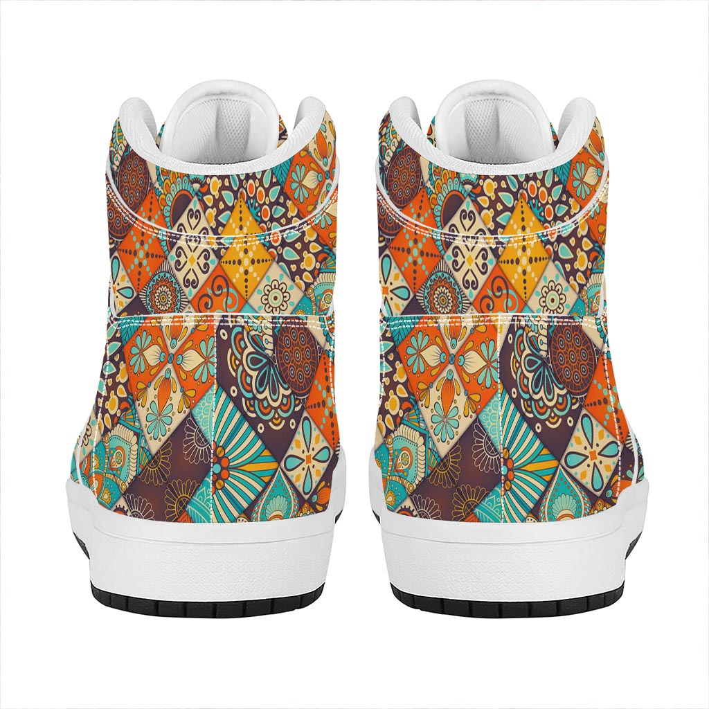 Vintage Mandala Bohemian Pattern Print High Top Leather Sneakers