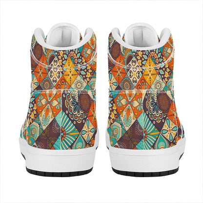 Vintage Mandala Bohemian Pattern Print High Top Leather Sneakers