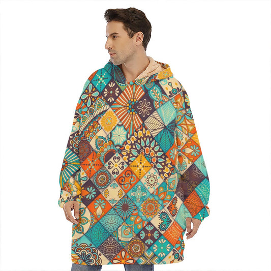 Vintage Mandala Bohemian Pattern Print Hoodie Blanket