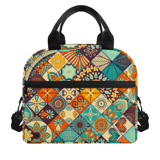 Vintage Mandala Bohemian Pattern Print Insulated Lunch Bag
