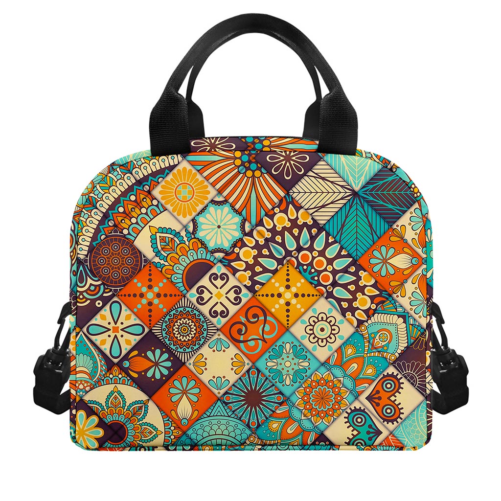 Vintage Mandala Bohemian Pattern Print Insulated Lunch Bag