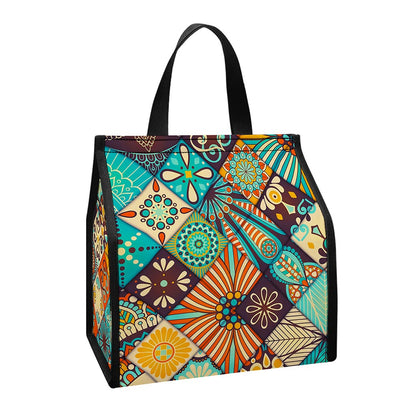 Vintage Mandala Bohemian Pattern Print Insulated Lunch Tote