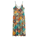 Vintage Mandala Bohemian Pattern Print Jersey Midi Cami Dress