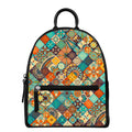 Vintage Mandala Bohemian Pattern Print Leather Backpack