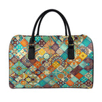 Vintage Mandala Bohemian Pattern Print Leather Duffle Bag