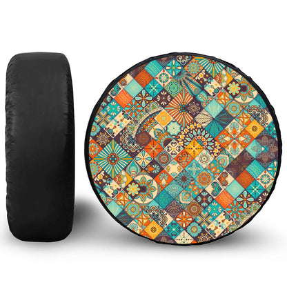 Vintage Mandala Bohemian Pattern Print Leather Spare Tire Cover