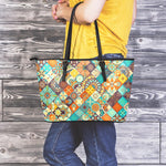 Vintage Mandala Bohemian Pattern Print Leather Tote Bag