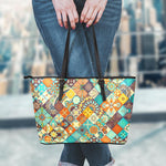 Vintage Mandala Bohemian Pattern Print Leather Tote Bag