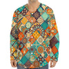 Vintage Mandala Bohemian Pattern Print Long Sleeve Baseball Jersey