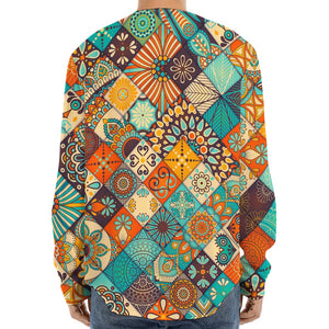 Vintage Mandala Bohemian Pattern Print Long Sleeve Baseball Jersey