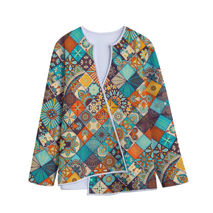 Vintage Mandala Bohemian Pattern Print Long Sleeve Short Coat