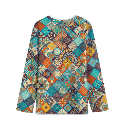 Vintage Mandala Bohemian Pattern Print Long Sleeve Short Coat