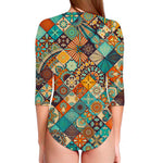 Vintage Mandala Bohemian Pattern Print Long Sleeve Swimsuit