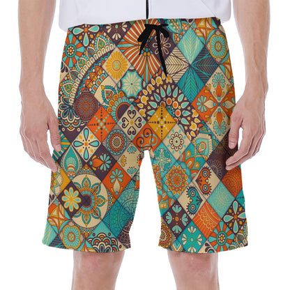 Vintage Mandala Bohemian Pattern Print Men's Beach Shorts