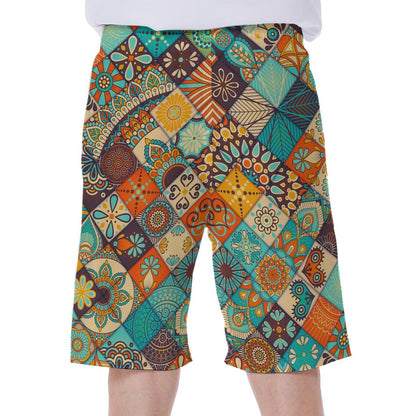Vintage Mandala Bohemian Pattern Print Men's Beach Shorts