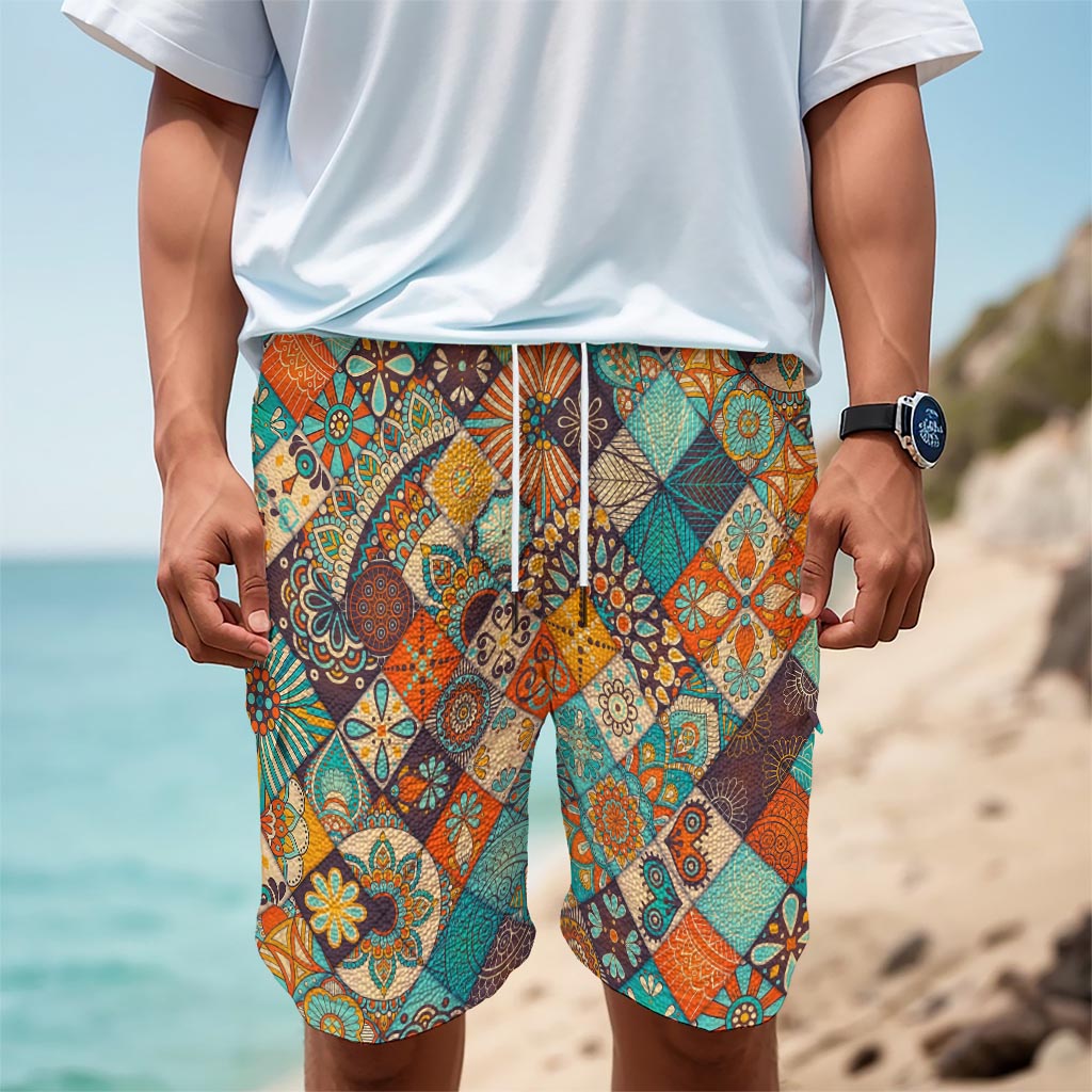 Vintage Mandala Bohemian Pattern Print Men's Cargo Shorts