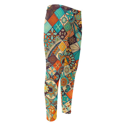 Vintage Mandala Bohemian Pattern Print Men's Compression Pants