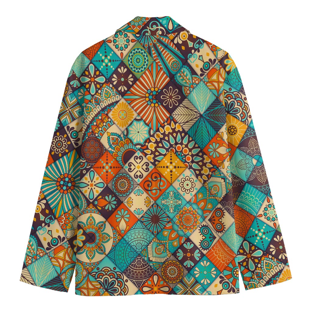 Vintage Mandala Bohemian Pattern Print Men's Cotton Blazer