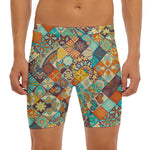 Vintage Mandala Bohemian Pattern Print Men's Long Boxer Briefs