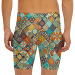 Vintage Mandala Bohemian Pattern Print Men's Long Boxer Briefs