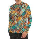 Vintage Mandala Bohemian Pattern Print Men's Long Sleeve Rash Guard