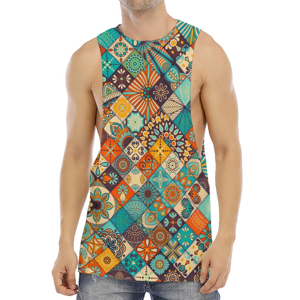 Vintage Mandala Bohemian Pattern Print Men's Muscle Tank Top