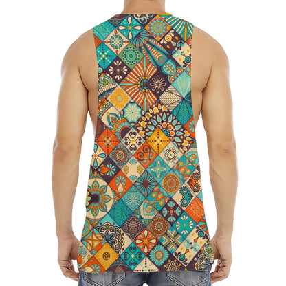 Vintage Mandala Bohemian Pattern Print Men's Muscle Tank Top