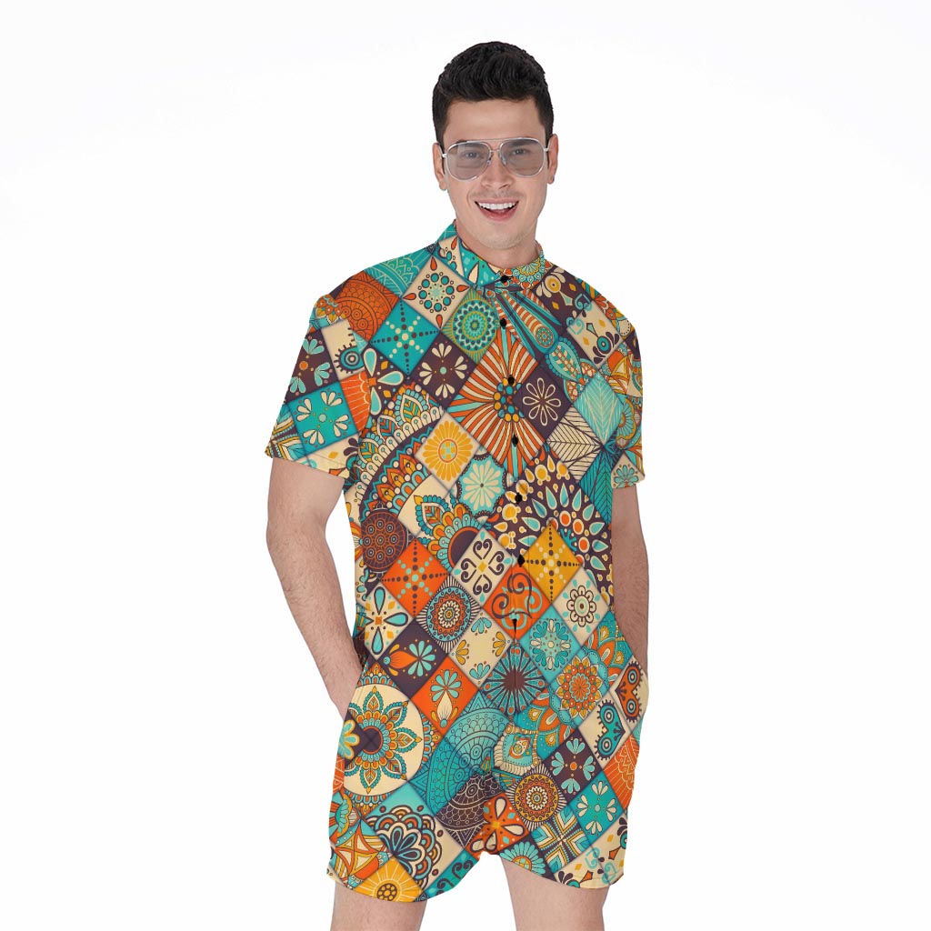 Vintage Mandala Bohemian Pattern Print Men's Rompers