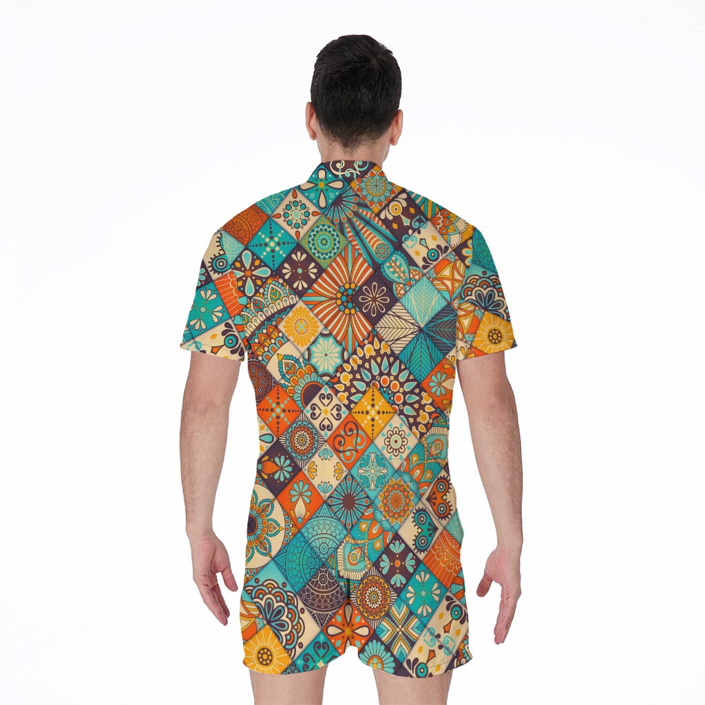 Vintage Mandala Bohemian Pattern Print Men's Rompers