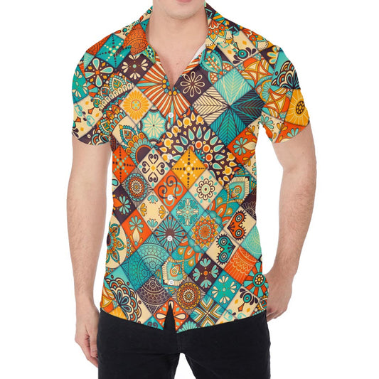 Vintage Mandala Bohemian Pattern Print Men's Shirt
